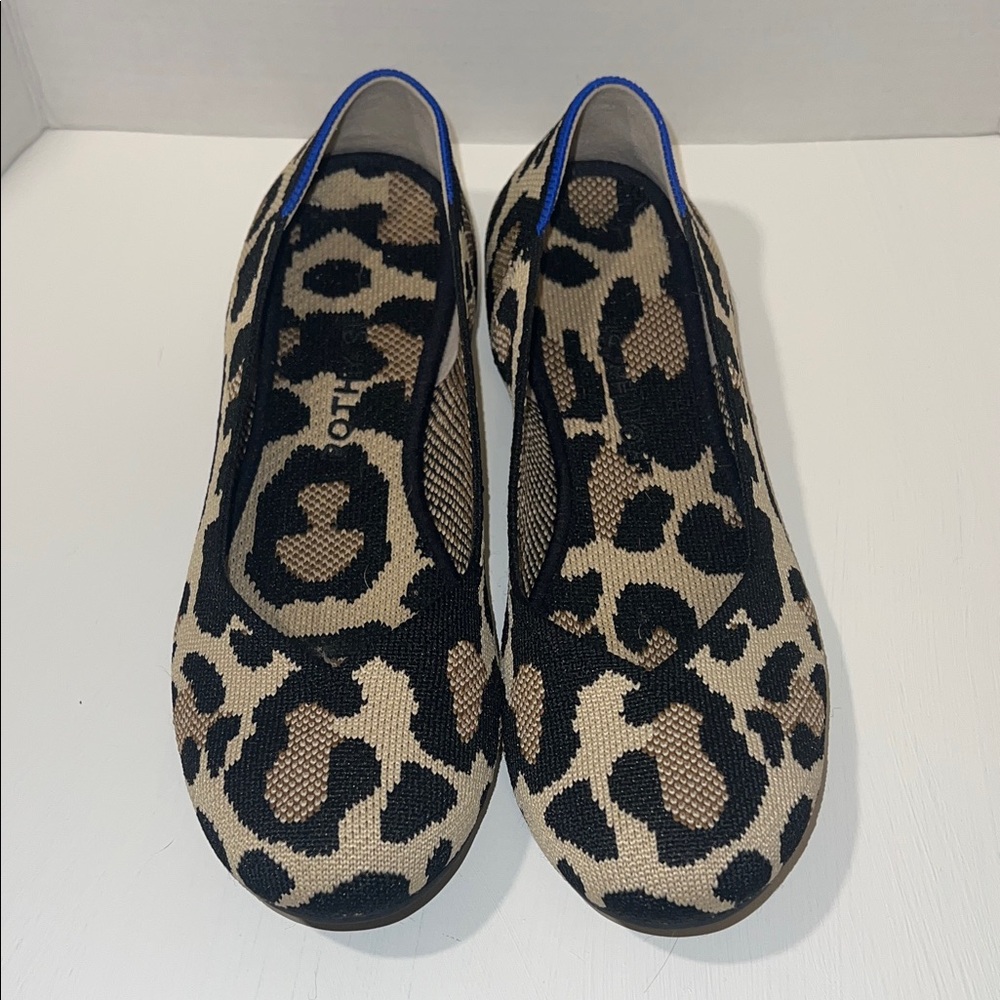 Rothy's Animal Print Flats with Blue Accent